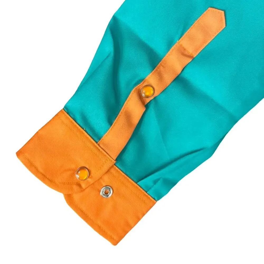 B Fresh Jazzy J Orange Blue Retro 90s Pearl Snap Button Up Shirt size XL NEW Tag - Picture 8 of 9